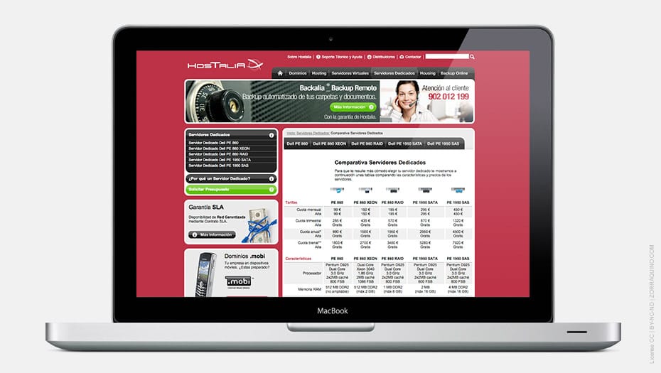 Diseño Web Hostalia Internet