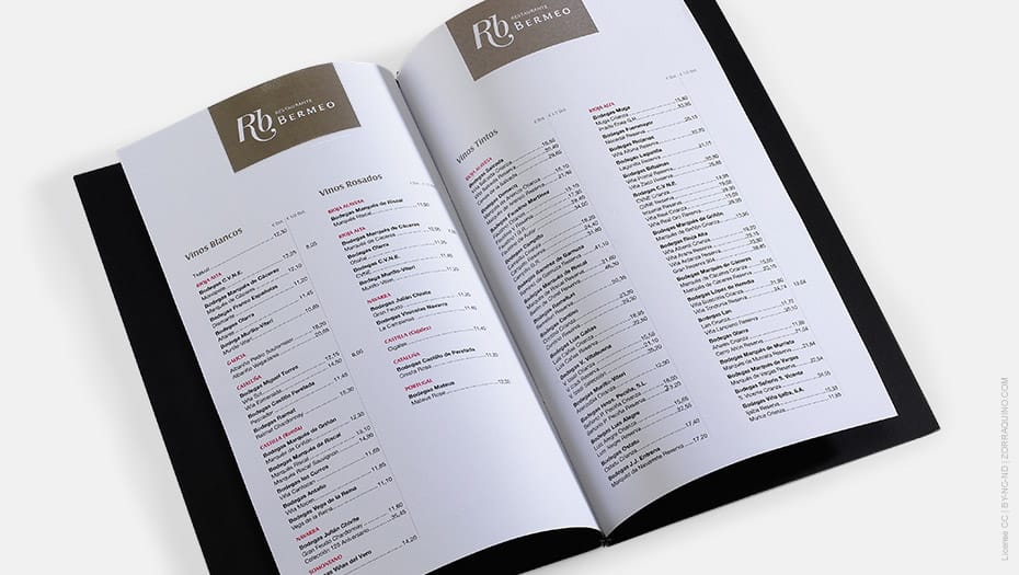 Diseño Cartas Restaurantes Ercilla Hoteles